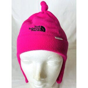 The North Face Girls Fleece Earflap Beanie Hat Warm Winter Cap Top Knot Pink